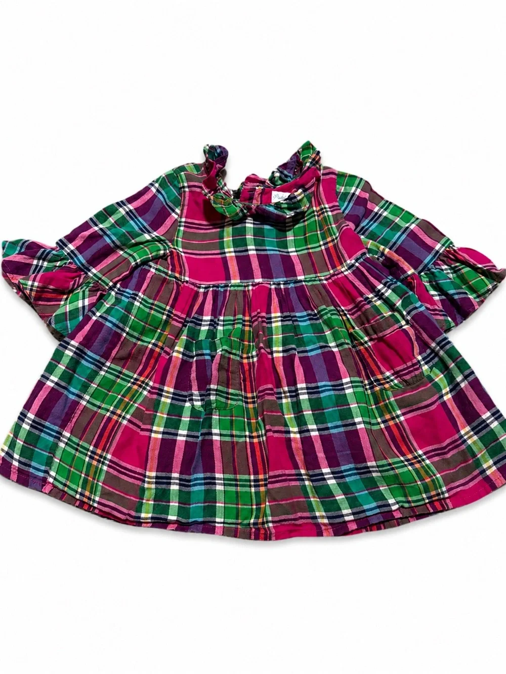 Ralph Lauren Baby Girls Plaid Ruffle Dress + Bloomers 12M